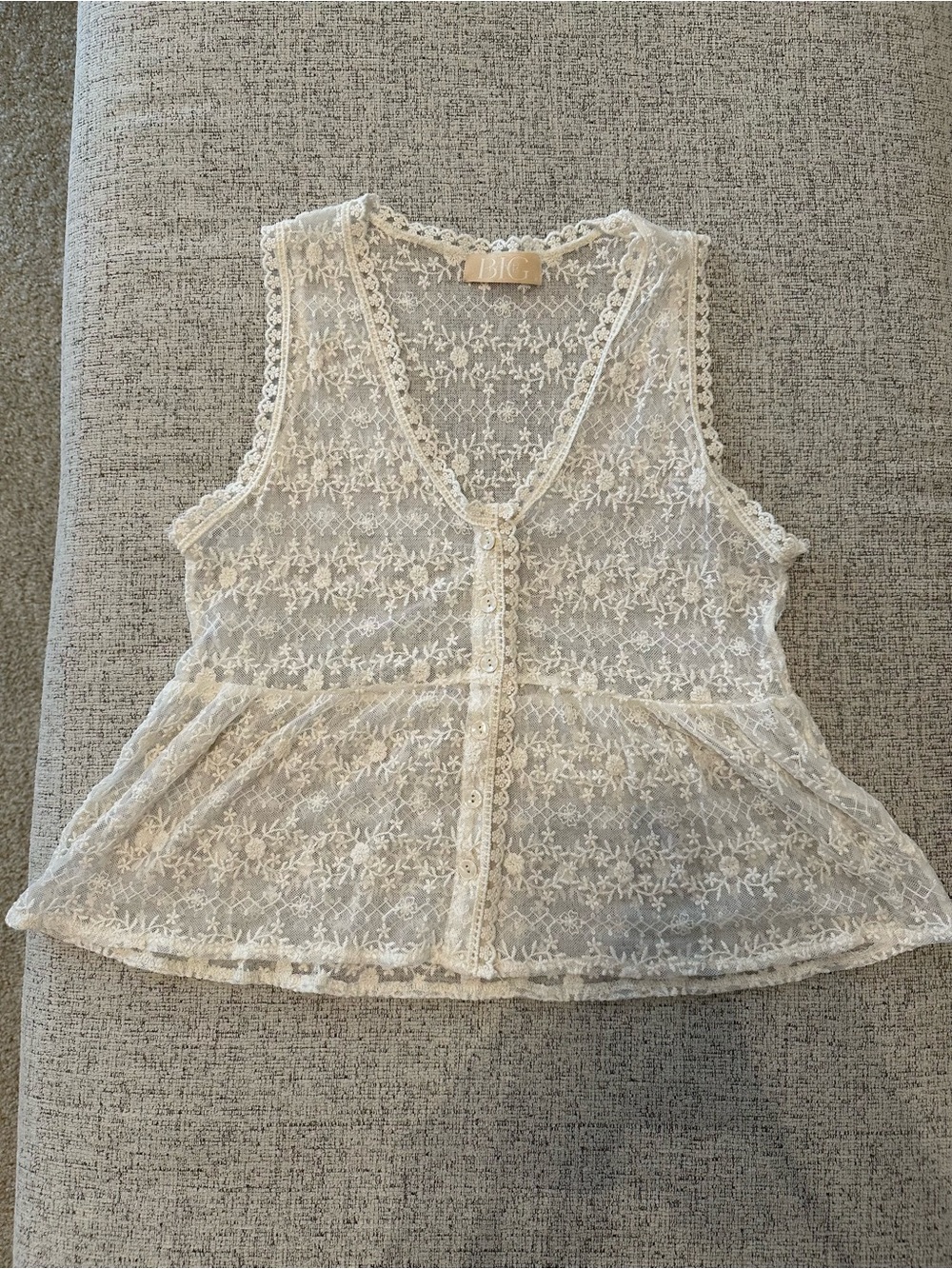 Lizard Thicket Ivory Lace Peplum Camisole